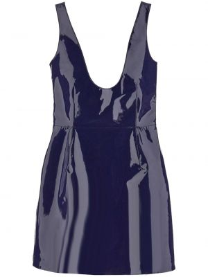 Αμάνικη δερμάτινη κοκτέιλ φόρεμα από λουστρίνι Ferragamo μπλε
