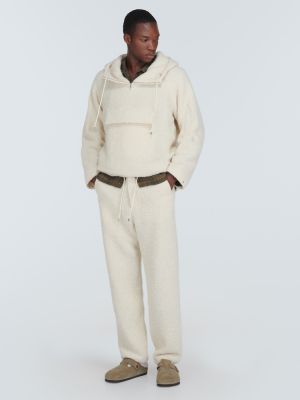 Bluza z kapturem wełniana z alpaki oversize Auralee biała
