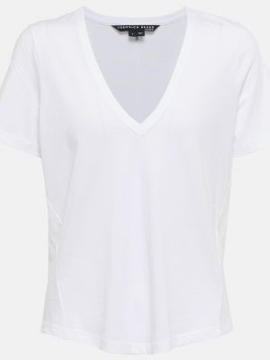 Хлопковая футболка с v-образным вырезом Veronica Beard белая