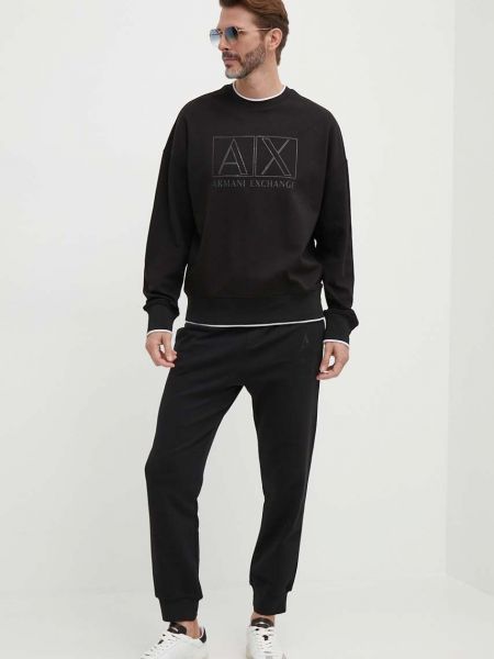 Spodnie sportowe bawełniane Armani Exchange czarne