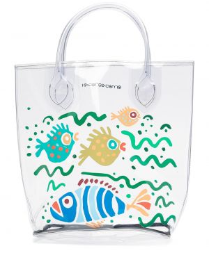 Τσάντα shopper με σχέδιο με διαφανεια 10 Corso Como λευκό
