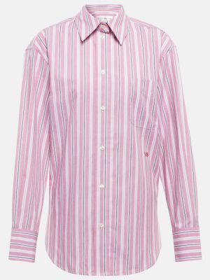 Prugasta pamučna košulja oversized Victoria Beckham ružičasta