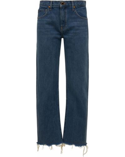 Voľné bavlnené džínsy s rovným strihom Khaite modrá