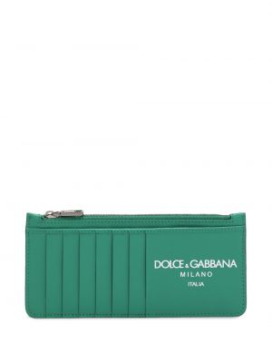 Raštuotas iš natūralios odos piniginė Dolce & Gabbana žalia