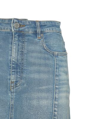 Spódnica jeansowa bawełniana z baskinką Ganni niebieska