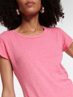 Bavlněné sametové tričko jersey Velvet růžové