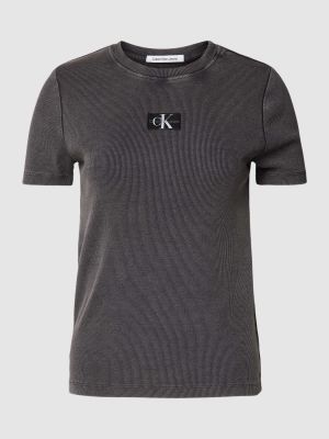 Czarna koszulka slim fit z krótkim rękawem Calvin Klein Jeans