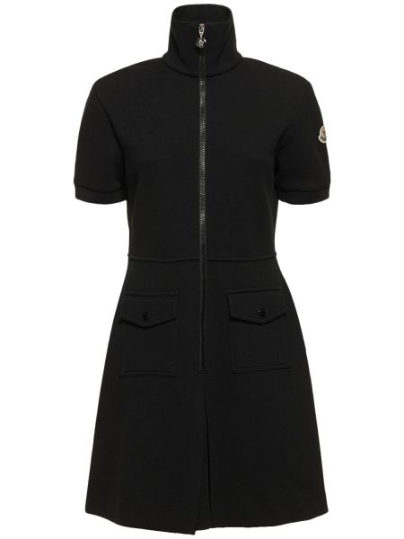 Sukienka bawełniana z dżerseju Moncler czarna