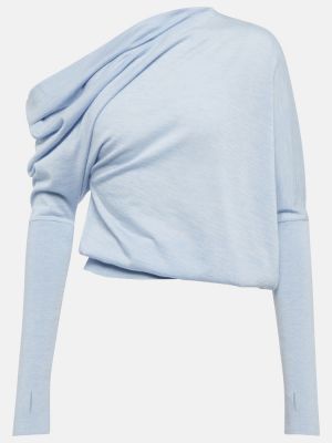 Асиметричен кашмирен копринен пуловер Tom Ford синьо