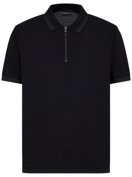 Памучна поло тениска Emporio Armani черно