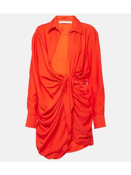 Obleka z draperijo Jacquemus oranžna