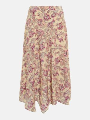 Hedvábné midi sukně s paisley potiskem Isabel Marant žluté