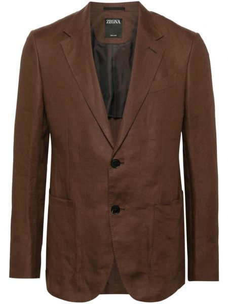 Blazer long en lin Zegna marron