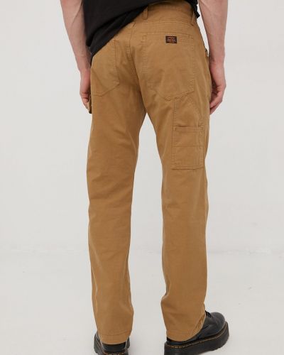 Jednobarevné bavlněné kalhoty Superdry hnědé