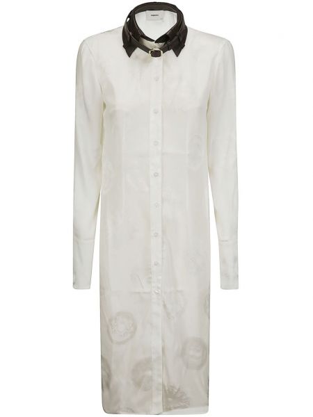 Μεταξωτή δερμάτινη φόρεμα με γιακά με όρθιο γιακά Coperni λευκό