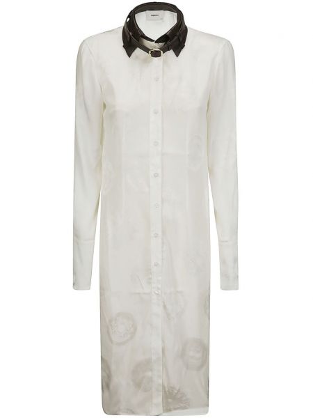 Robe à col en cuir en soie à col montant Coperni blanc