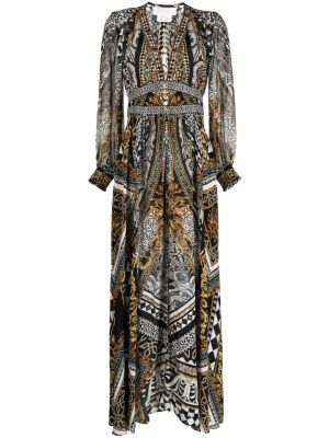 Jedwabna sukienka z nadrukiem z dekoltem w serek Camilla