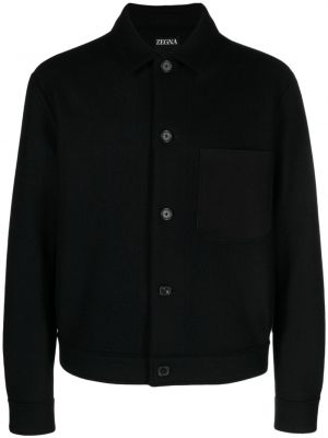 Μάλλινο πουκάμισο Zegna μαύρο