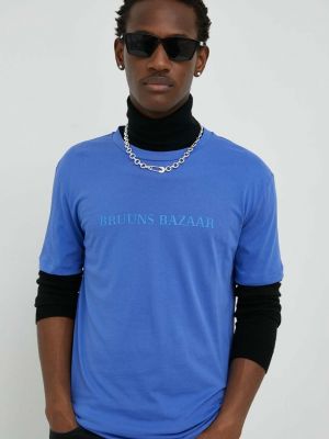 Тениска с дълъг ръкав с апликация Bruuns Bazaar синьо