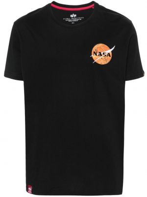 T-shirt brodé en coton Alpha Industries noir