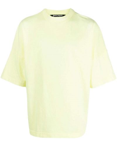 Памучна тениска с принт Palm Angels жълто