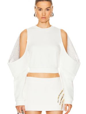 Свитер Area Crystal Embellished Cold Shoulder Sweatshirt белый