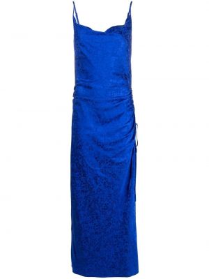Sukienka długa bez rękawów w kwiatki Parosh niebieska