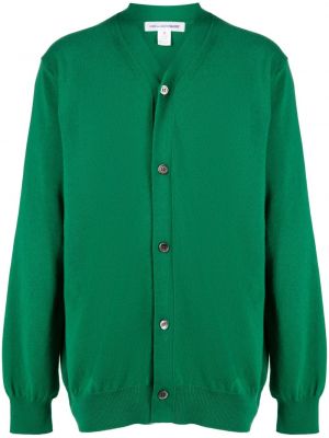 Vlněný kardigan s výstřihem do v Comme Des Garçons Shirt zelený