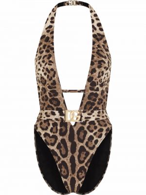 Costum de baie cu imagine cu model leopard Dolce & Gabbana