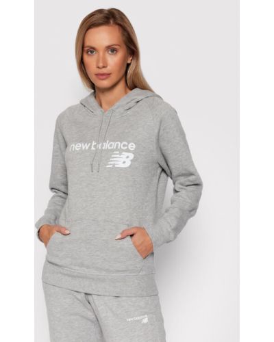 Bluză din fleece cu croială lejeră New Balance gri