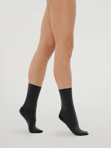 Жаккардовые носки из шерсти мериноса Wolford черные