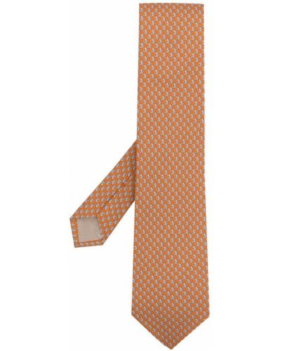 Corbata con estampado animal print Salvatore Ferragamo naranja