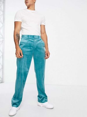 Бархатные широкие брюки Topman синие