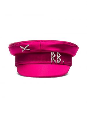 Satynowa czapka z kryształkami Ruslan Baginskiy różowa