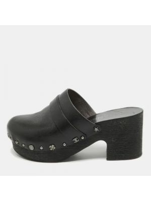 Sandalias de cuero Chanel Vintage negro