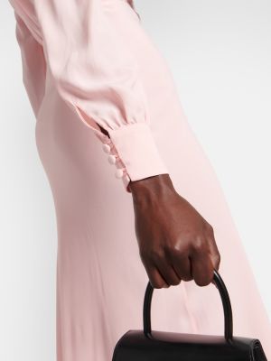 Hedvábné midi šaty Alessandra Rich růžové