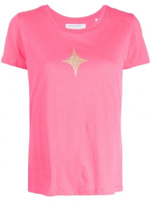 Kokvilnas t-krekls ar apdruku džersija Madison.maison rozā