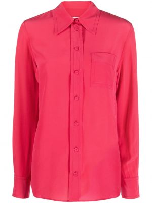 Péřová hedvábná košile Lanvin růžová
