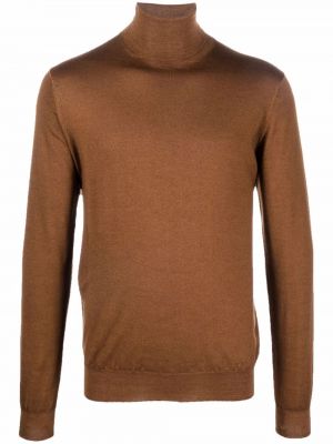 Vlnený sveter z merina Dell'oglio hnedá