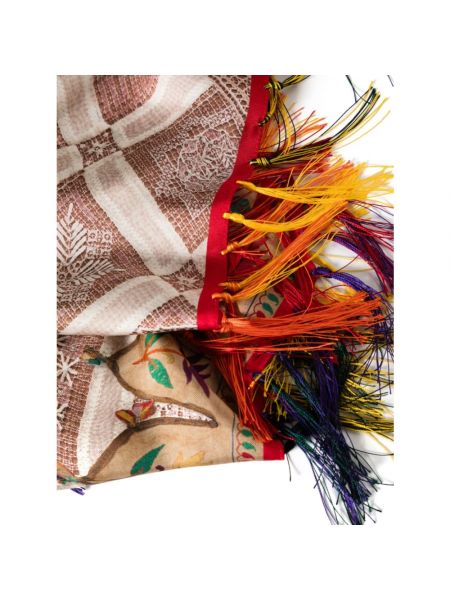 Bufanda con flecos de seda con estampado Pierre-louis Mascia beige