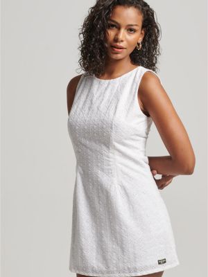 Платье мини с вышивкой ретро Superdry белое