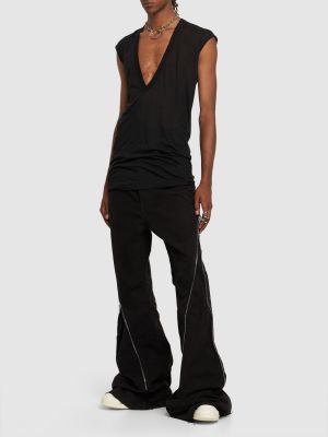 Camiseta de algodón transparente de tela jersey Rick Owens negro