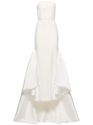 Плетена макси рокля от креп Solace London бяло