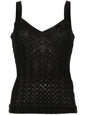 Tank top z siateczką pleciony Missoni czarny