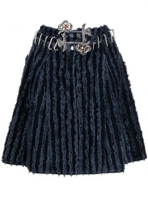 Βαμβακερή φούστα mini με κρόσσια Chopova Lowena μπλε