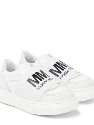 Lær sneakers for jenter Mm6 Maison Margiela Kids hvit