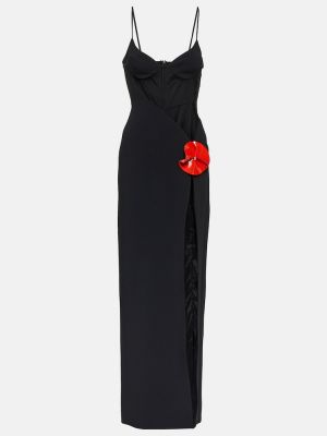 Květinové dlouhé šaty David Koma černé