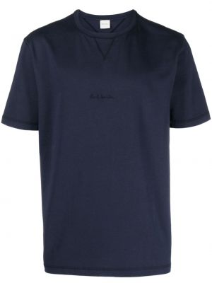 Kerek nyakú hímzett póló Paul Smith kék