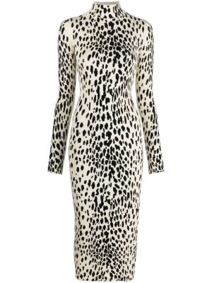 Midi obleka s potiskom z leopardjim vzorcem Ssheena
