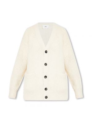 Cardigan di lana con scollo a v Ami Paris beige
